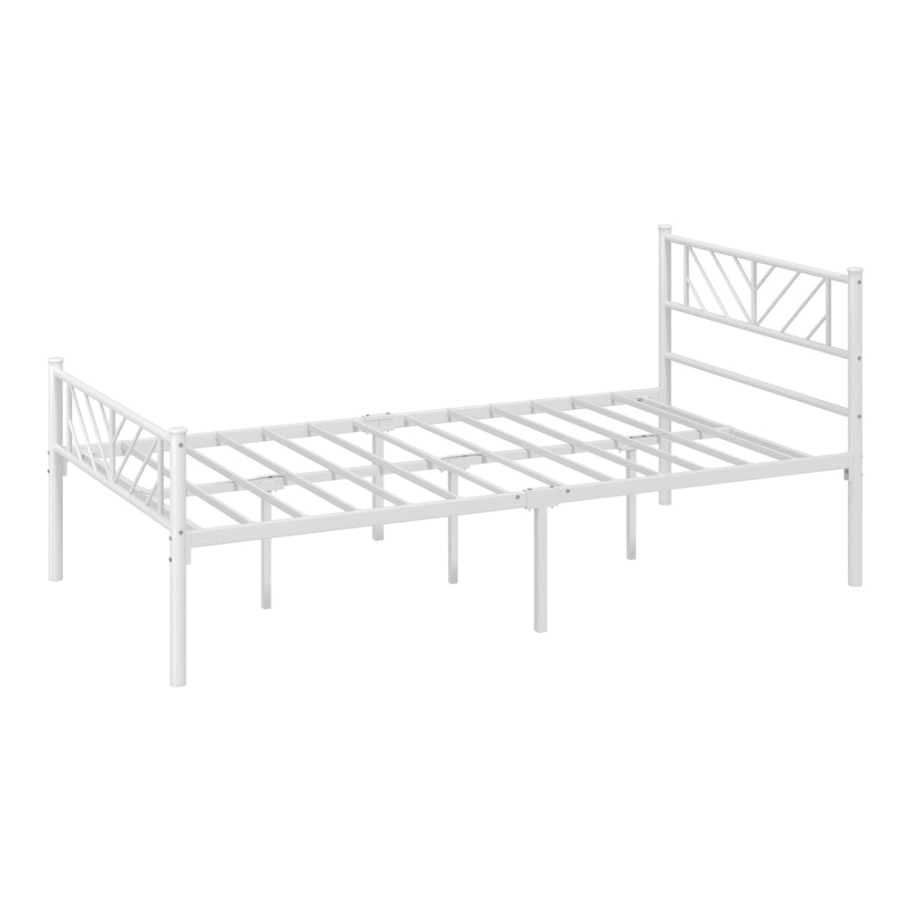 Metal Bed Frame King Single Metal Base Platform White