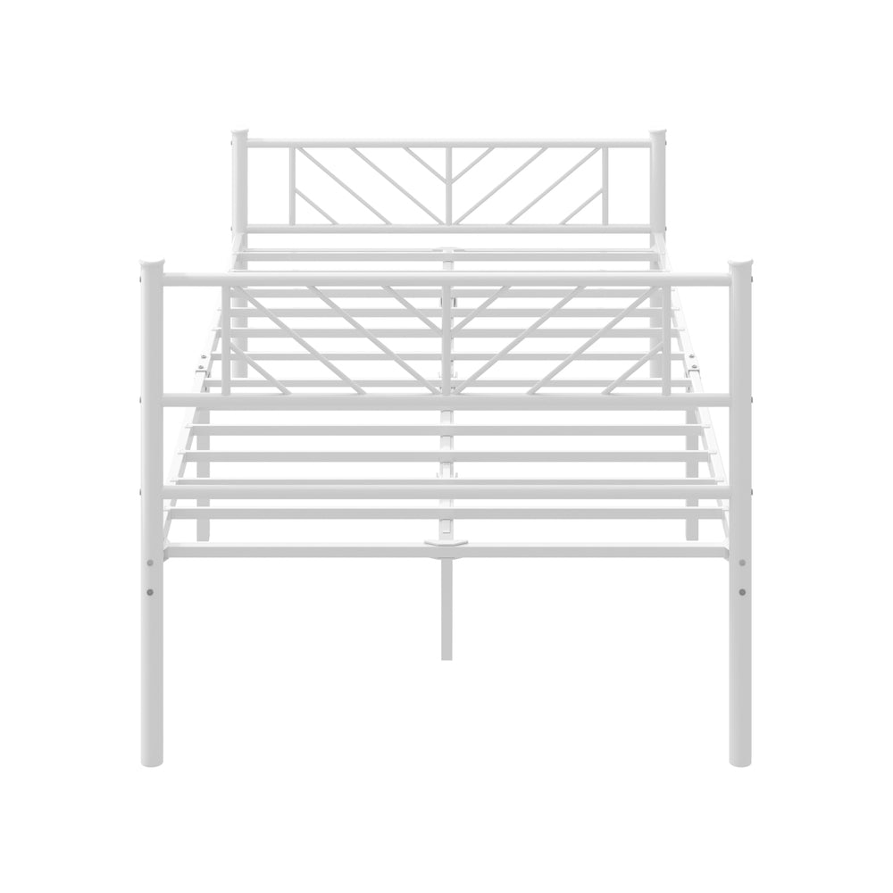 Metal Bed Frame King Single Metal Base Platform White