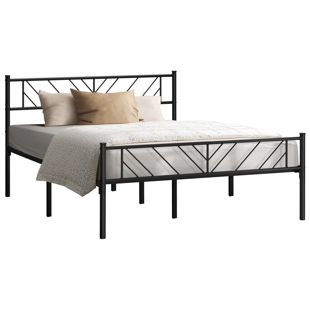 Sturdy Black Metal Bed Frame Platform