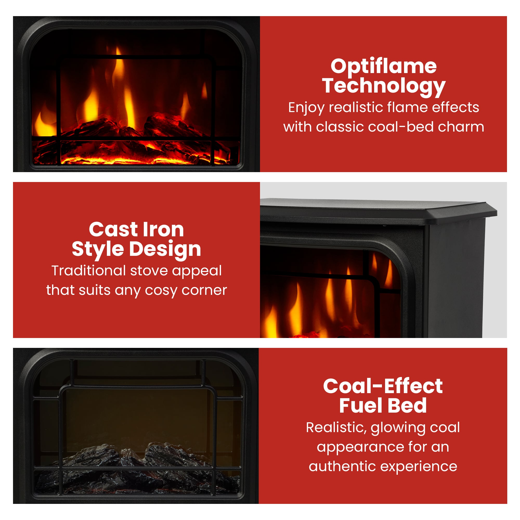 Portable Electric Fire Stove Black