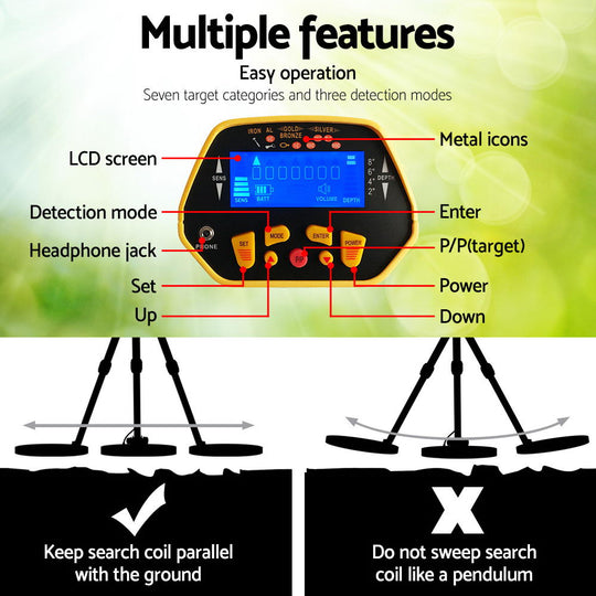 180Mm Deep Waterproof Pinpointer Metal Detector Yellow - Sensitive Searching Treasure Gold
