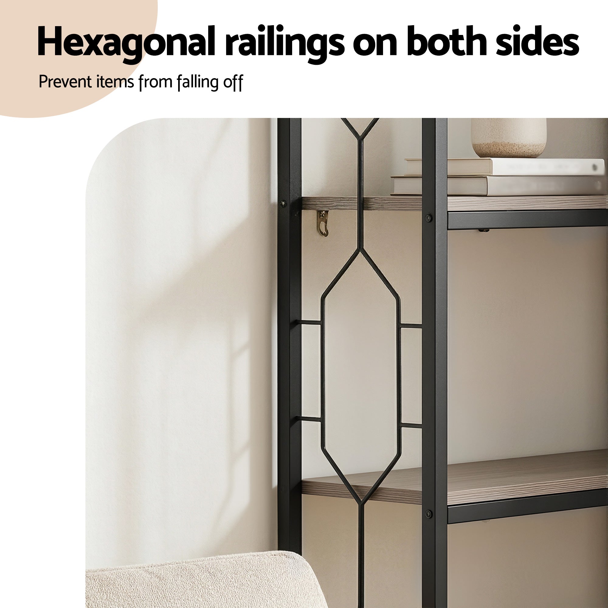 6-Tier Corner Bookshelf Oak Black Metal | Simpledeals