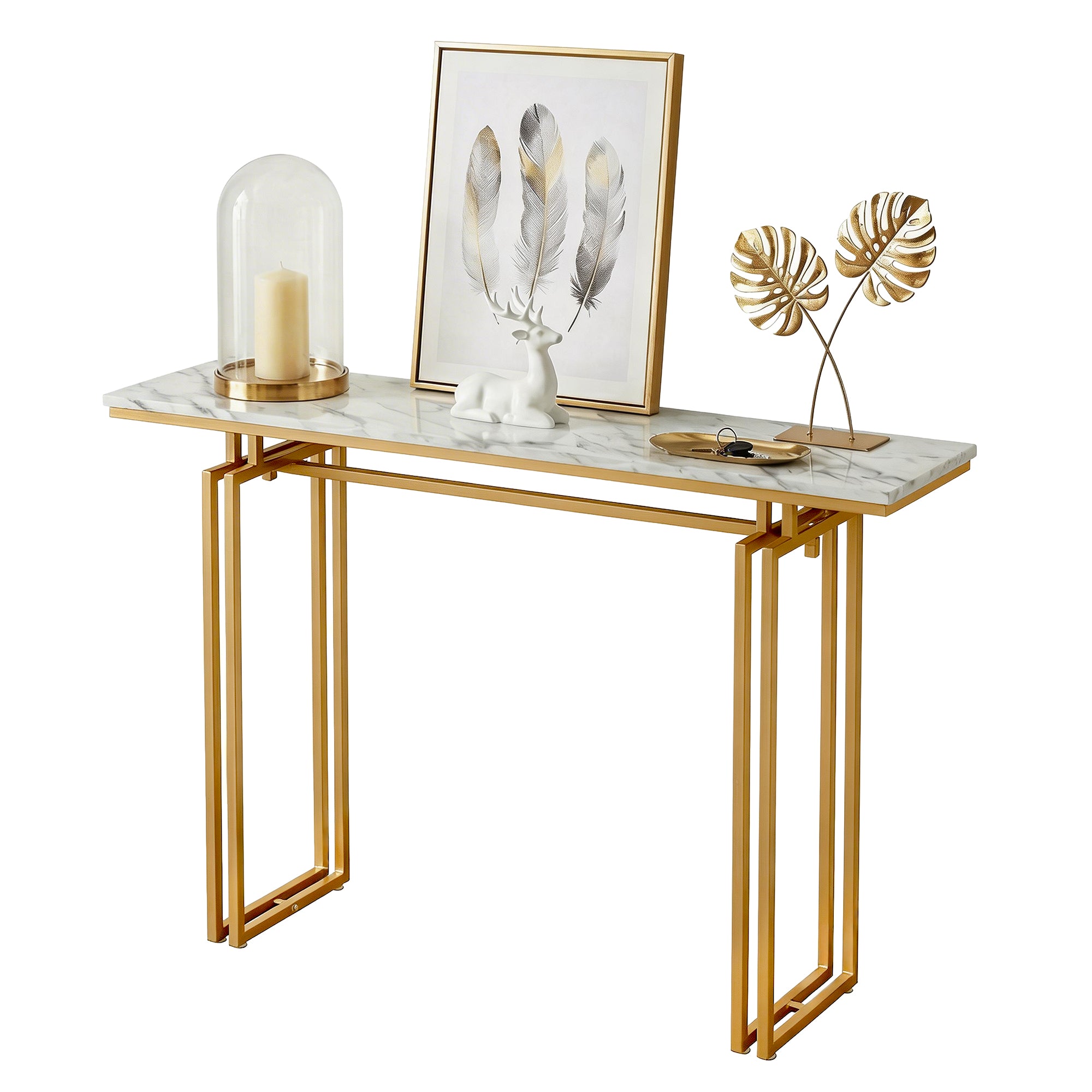 Marble Console Table 110cm White Gold | Simpledeals
