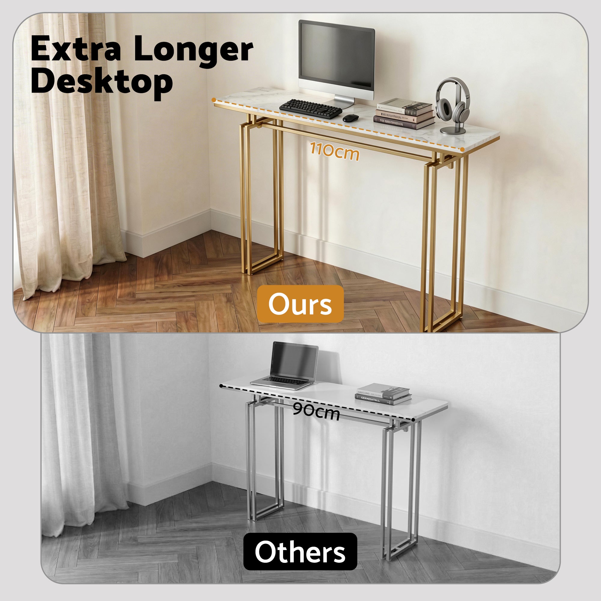 Marble Console Table 110cm White Gold | Simpledeals