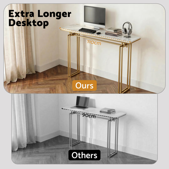 White colour - Marble Console Table 110cm White Gold
