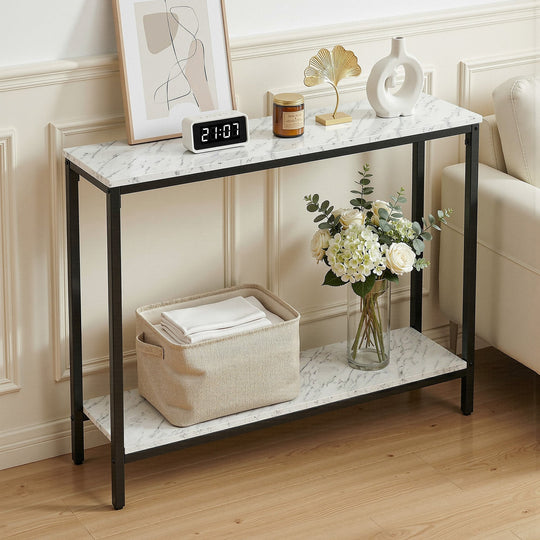 Marble Effect Console Table Hallway White
