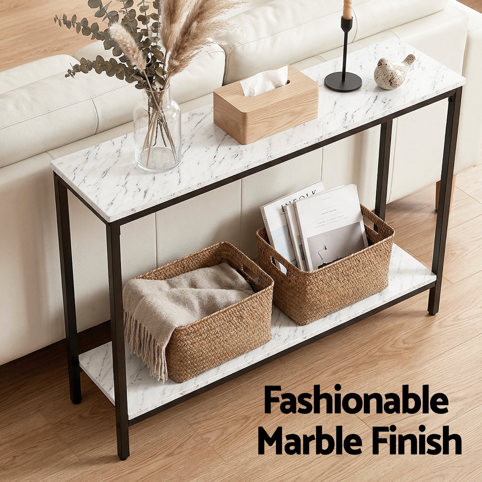 Marble Effect Console Table Hallway White | Simpledeals