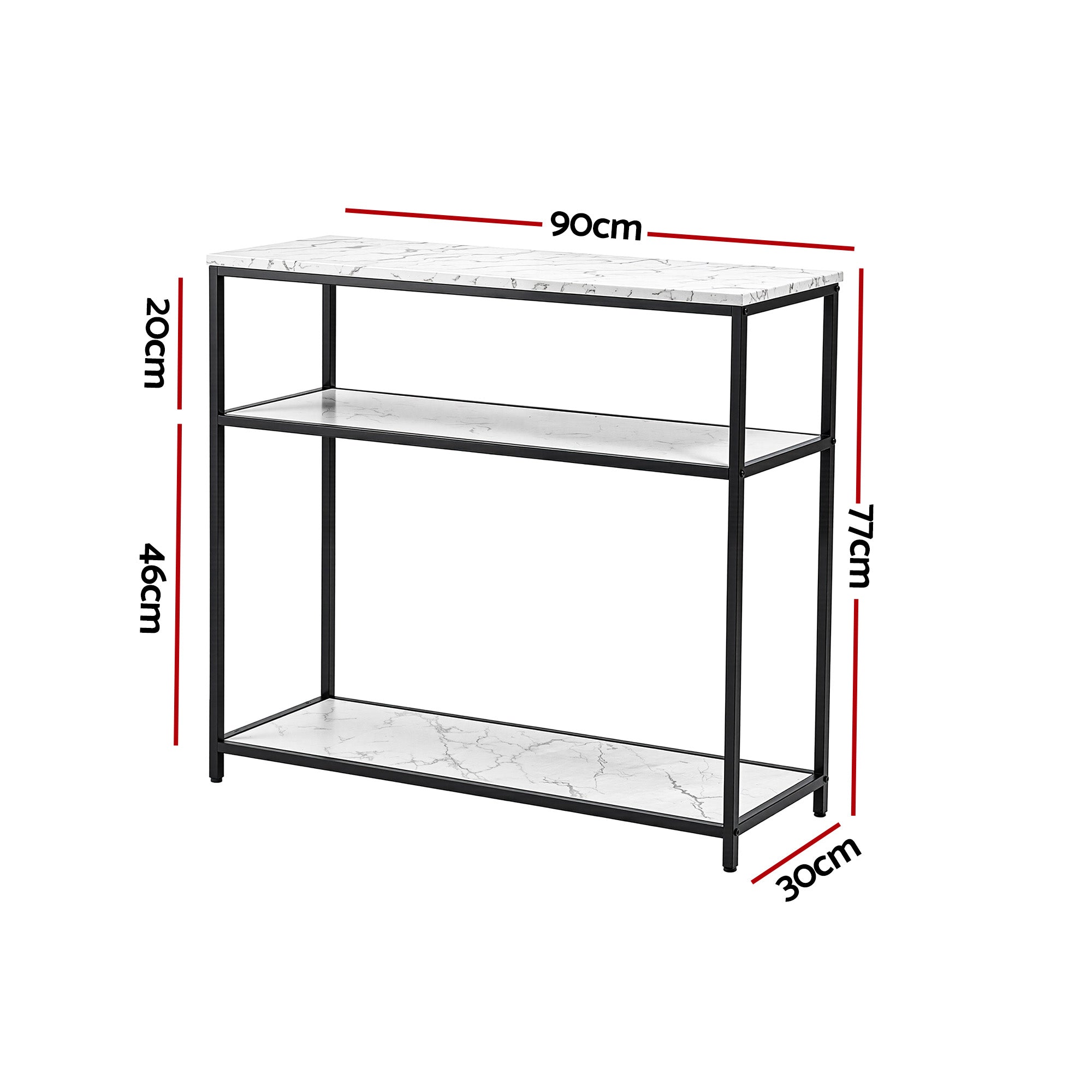 Marble Console Table 3-Tier 90cm Entryway | Simpledeals