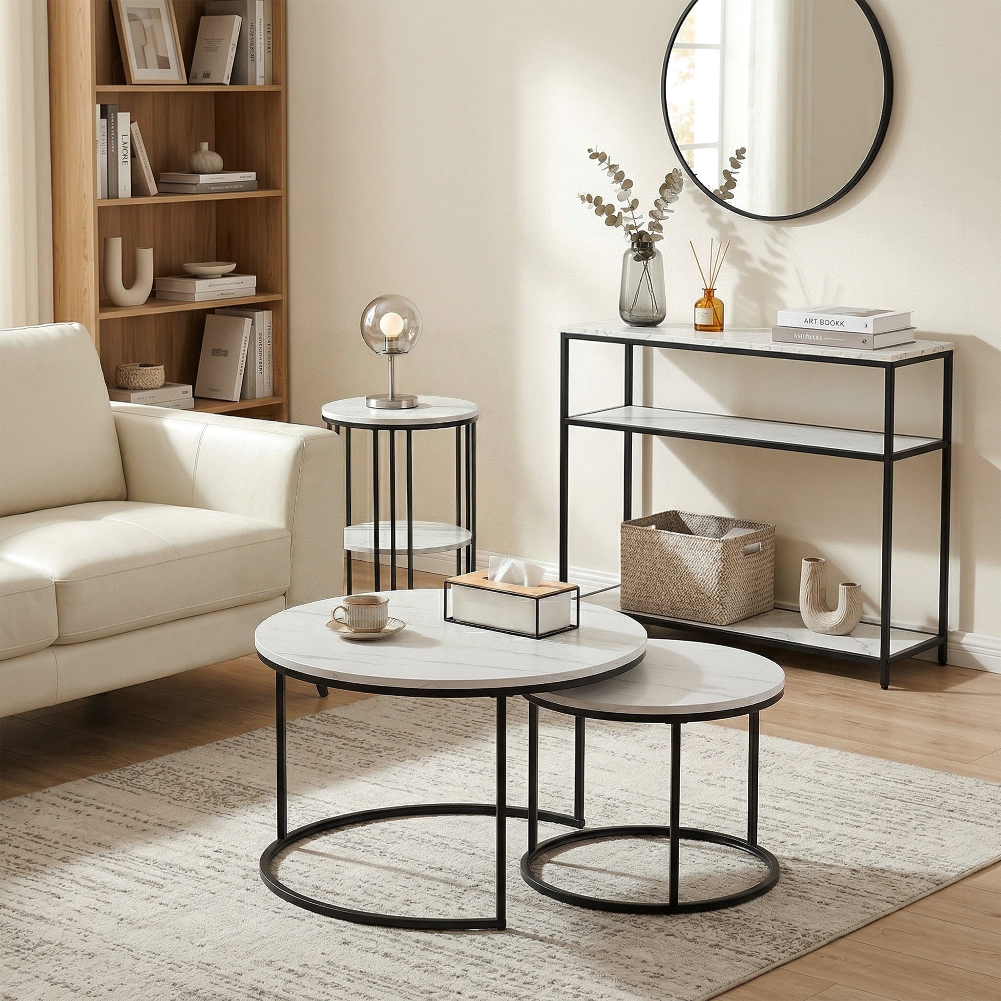 Marble Console Table 3-Tier 90cm Entryway | Simpledeals