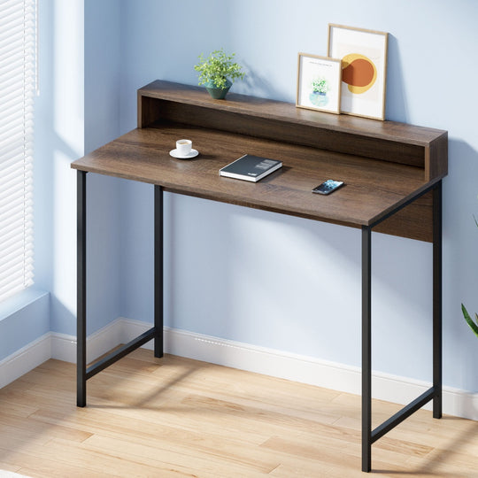 Computer Desk Shelf Oak 100Cm | Artiss Metal Study Student