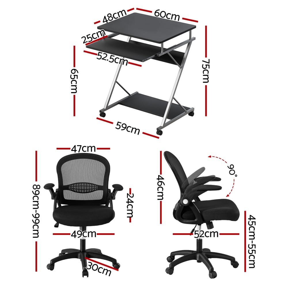 Computer Desk Set With Keyboard Shelf 60x48x75cm