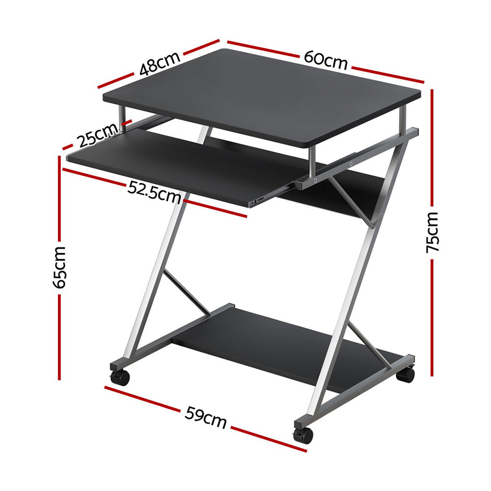 60cm Computer Desk Keyboard Tray Shelf Adjustable Sliding Black