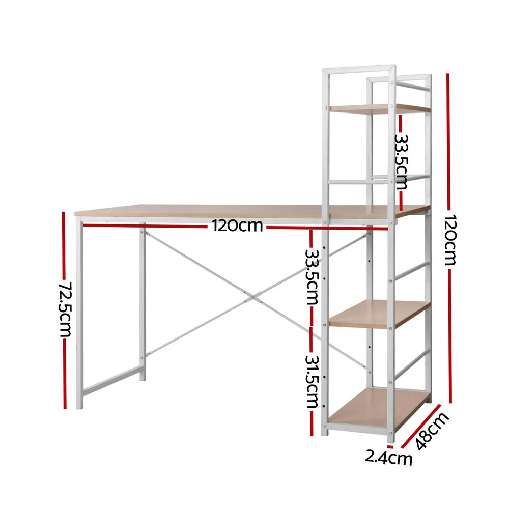 Oak Computer Desk with Shelf 120cm Office Table