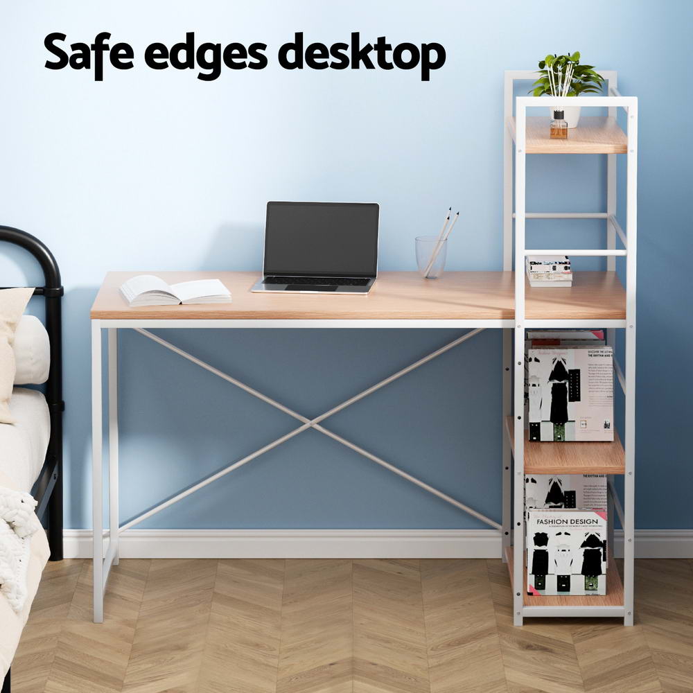 Oak Computer Desk with Shelf 120cm Office Table