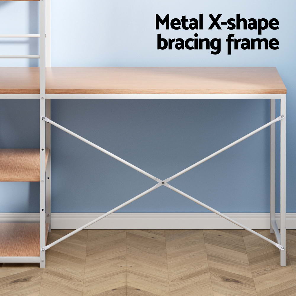 Oak Computer Desk with Shelf 120cm Office Table