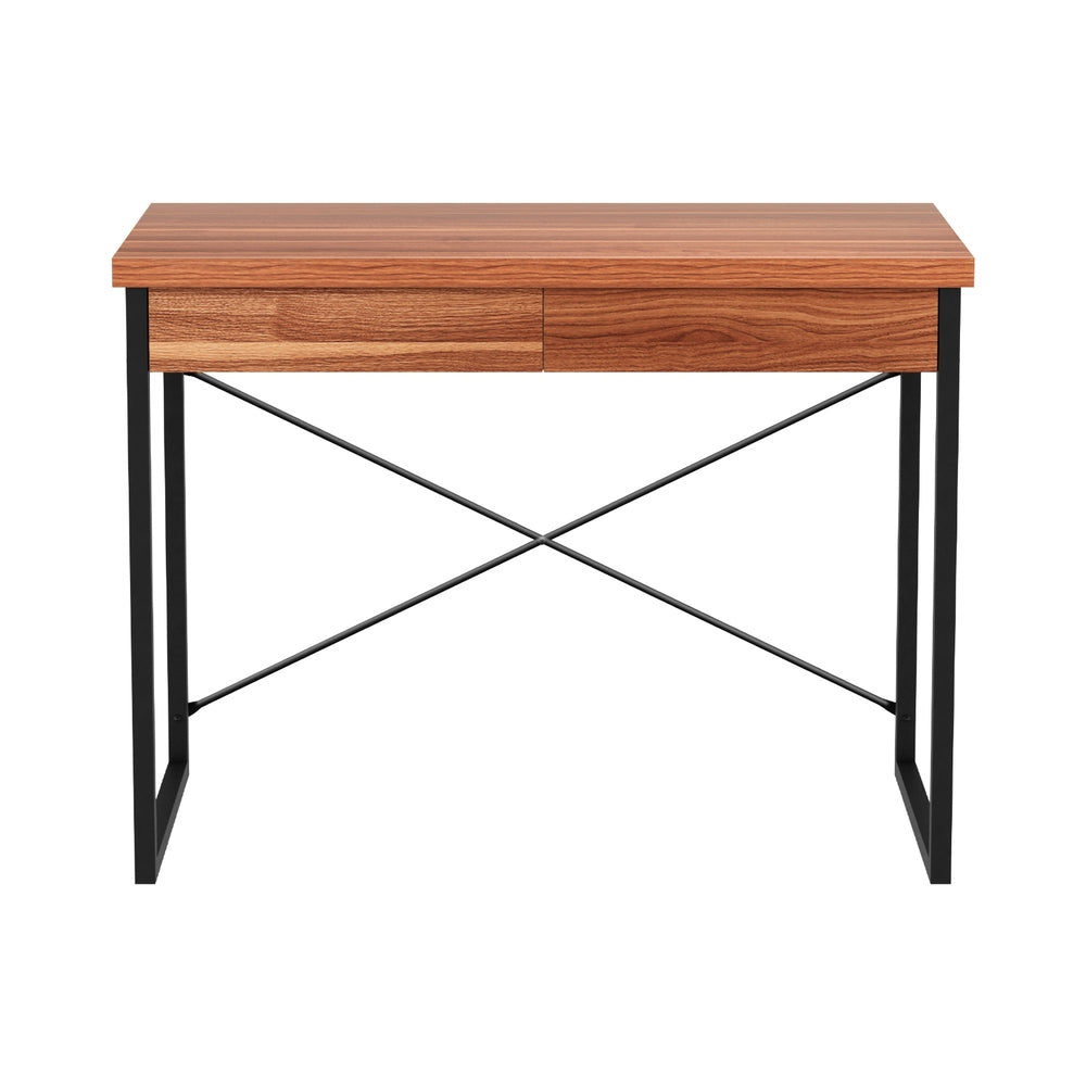 Computer Desk Drawer Storage Walnut 100Cm