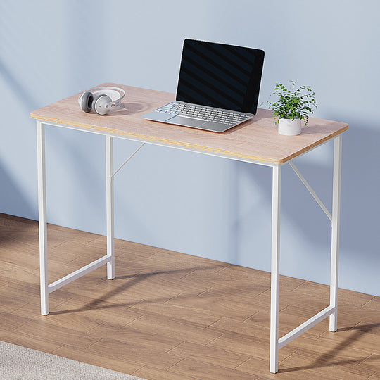 100cm Oak Computer Desk Workstation Home Office Study Table - Artiss Minimalist Metal White