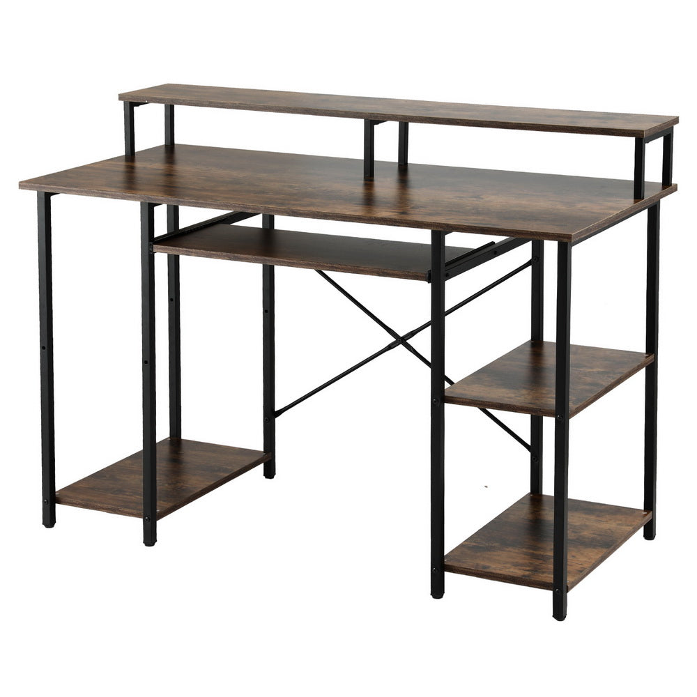 Computer Desk Laptop Desks Home Office Study Table Open Shelf Brown 120CM