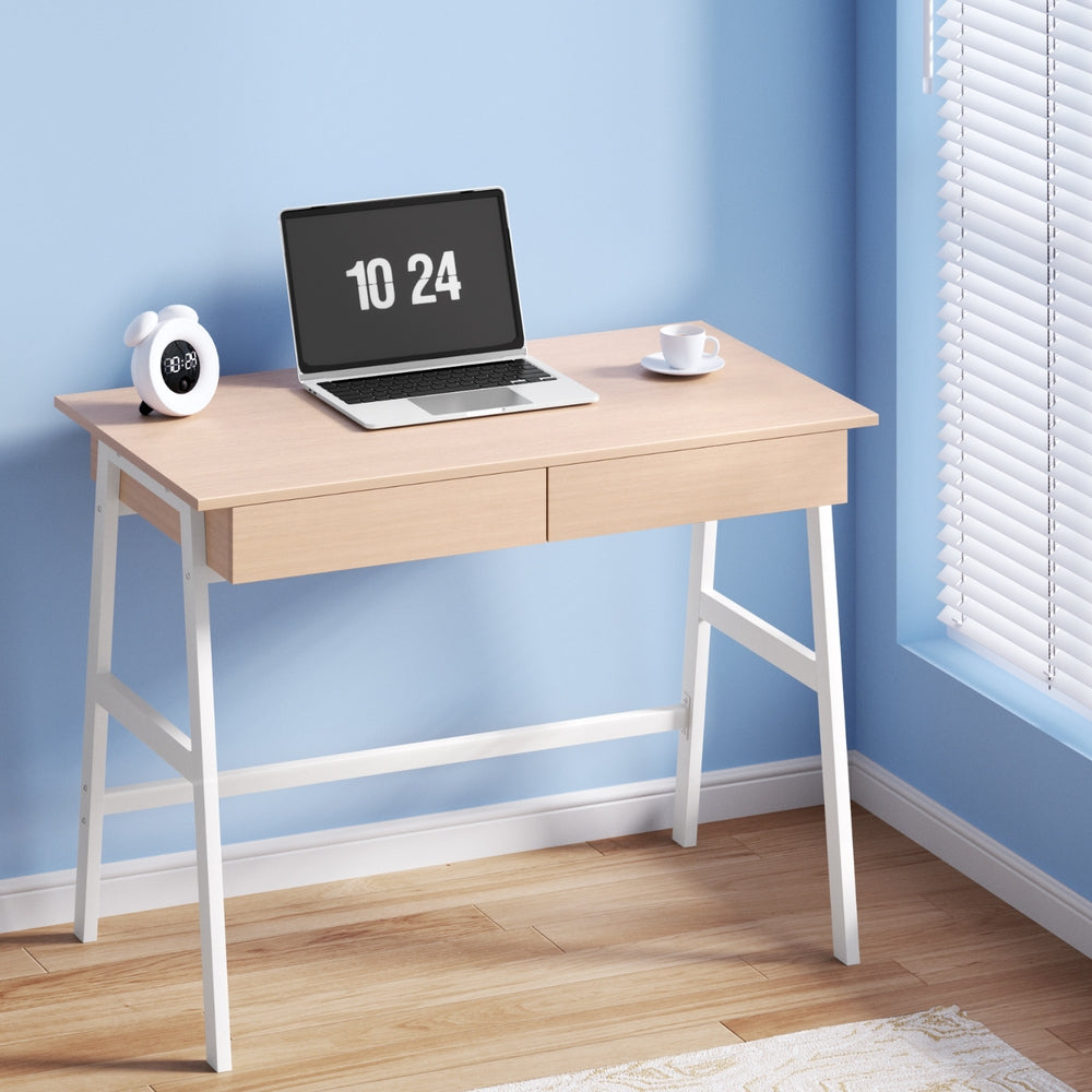 Computer Desk Drawer Cabinet Oak 100Cm
