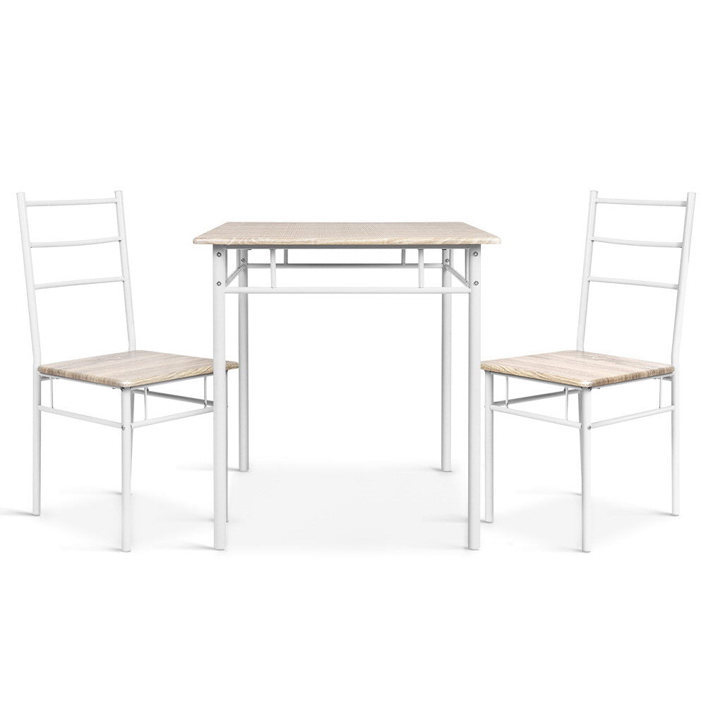 3-Piece Oak Dining Table and Chairs Set Kitchen Breakfast Furniture