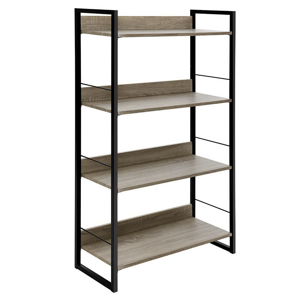 Bookcases & Shelves - Noe 4 Tier Bookshelf Black and Oak Storage Display Shelf