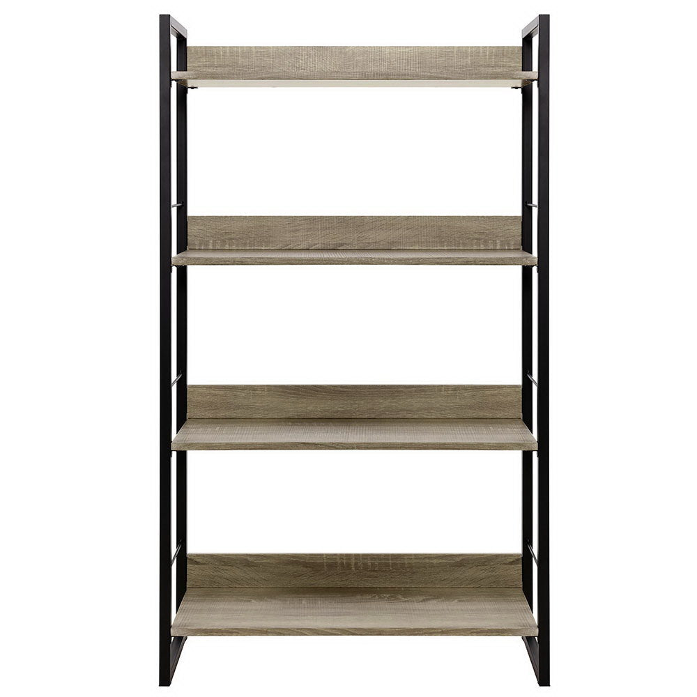 Artiss Book Shelves Corner - Noe 4 Tier Bookshelf Black and Oak Storage Display Shelf