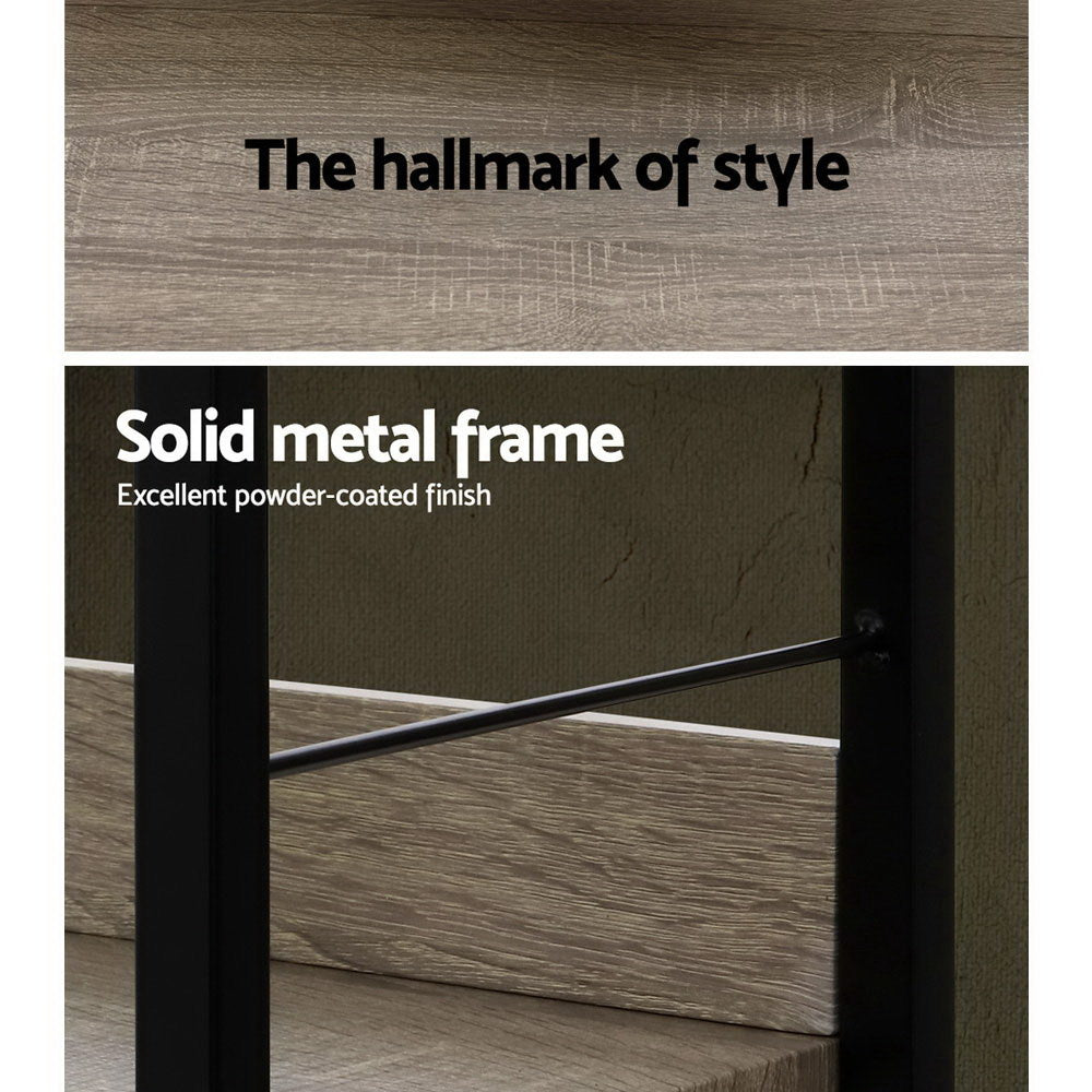 Noe 4 Tier Bookshelf Black and Oak Storage Display Shelf | Bookcases & Shelves
