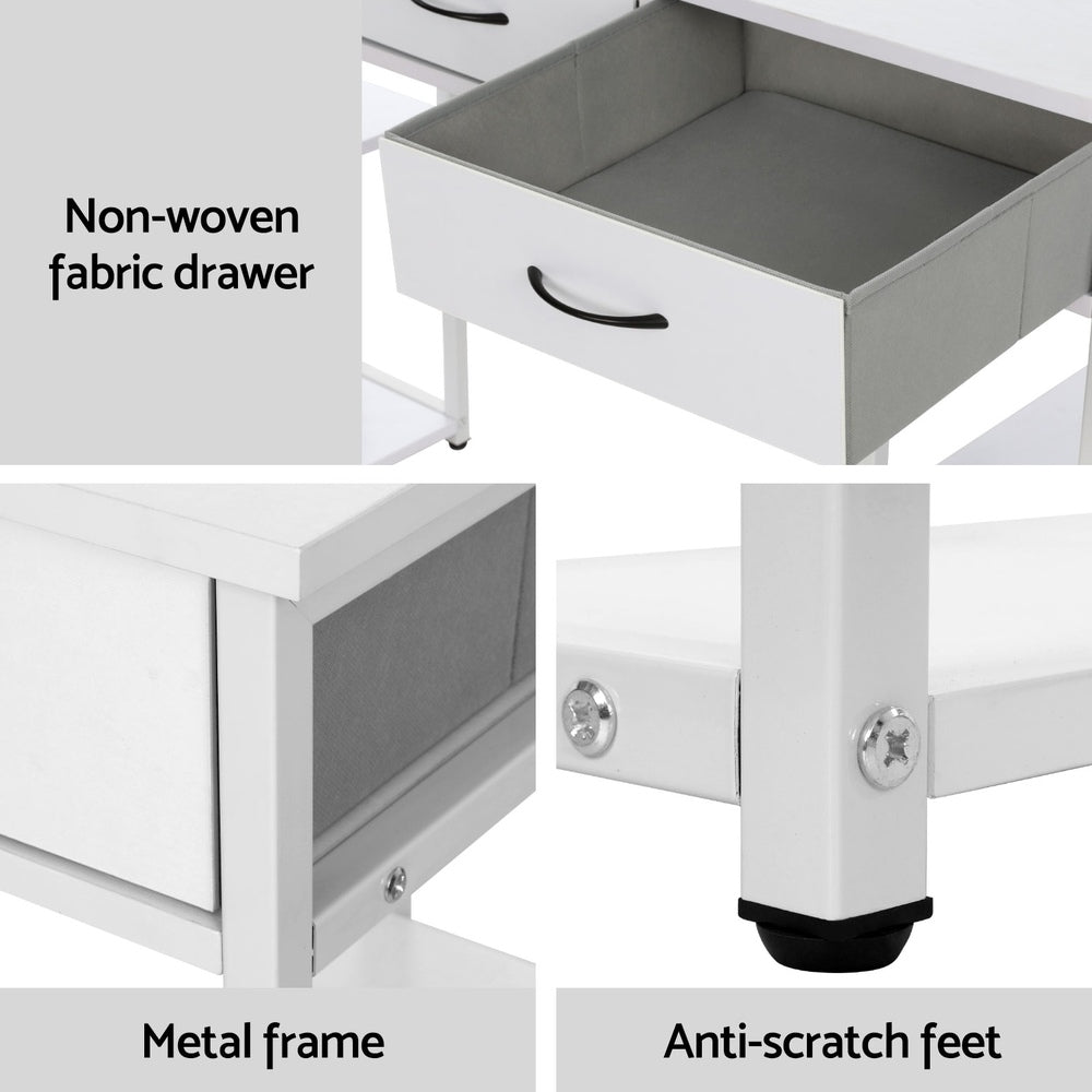 Computer Desk Drawer Shelves Study Table 120CM White | 120Cm