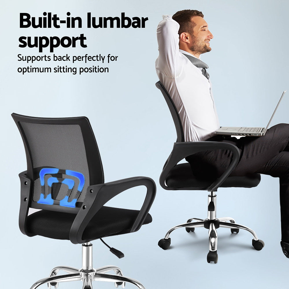 Computer Desk Mesh Office Chair Set Foldable Home Study Table Black