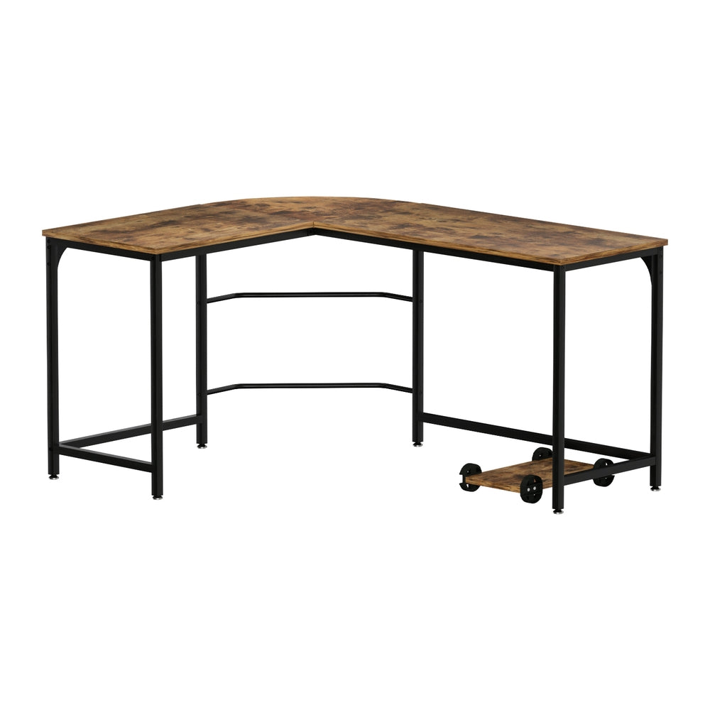 147Cm - Computer Desk L-Shape CPU Stand Brown 147CM