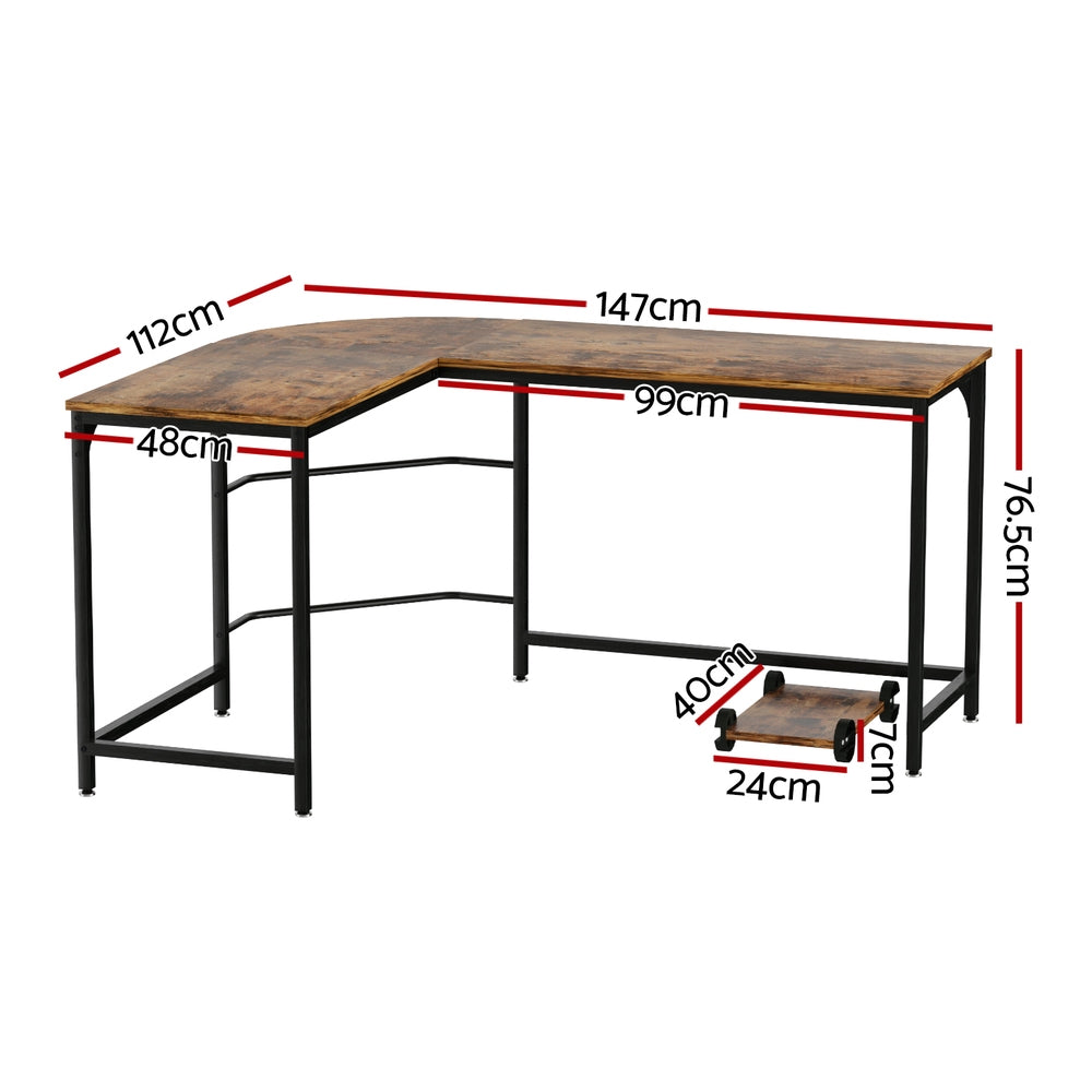 Computer Desk L-Shape CPU Stand Brown 147CM | Brown colour