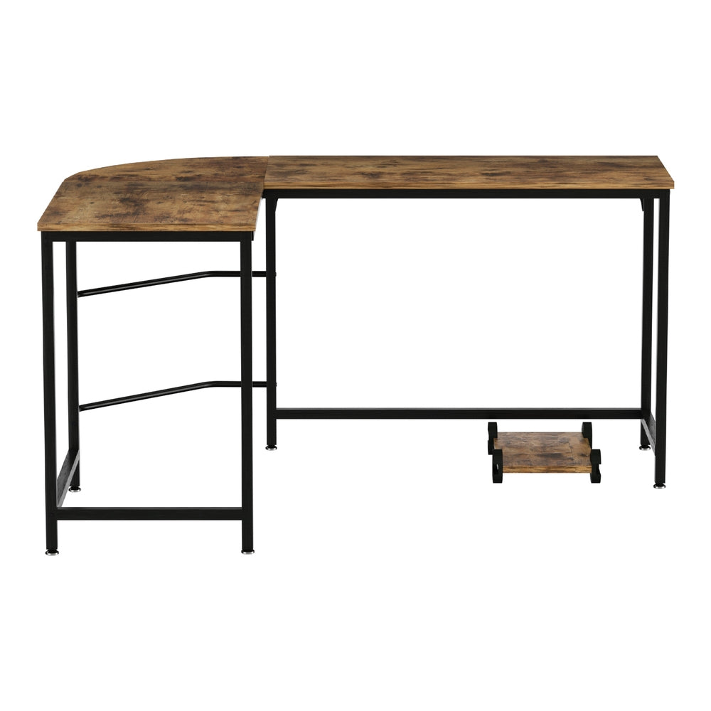 Desks - Computer Desk L-Shape CPU Stand Brown 147CM