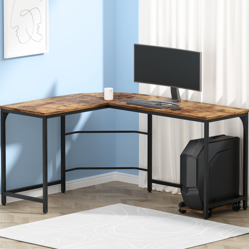 Computer Desk L-Shape CPU Stand Brown 147CM, Desks