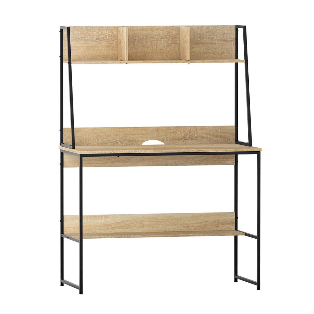 Desks - Computer Desk Bookshelf Storage 100Cm Oak