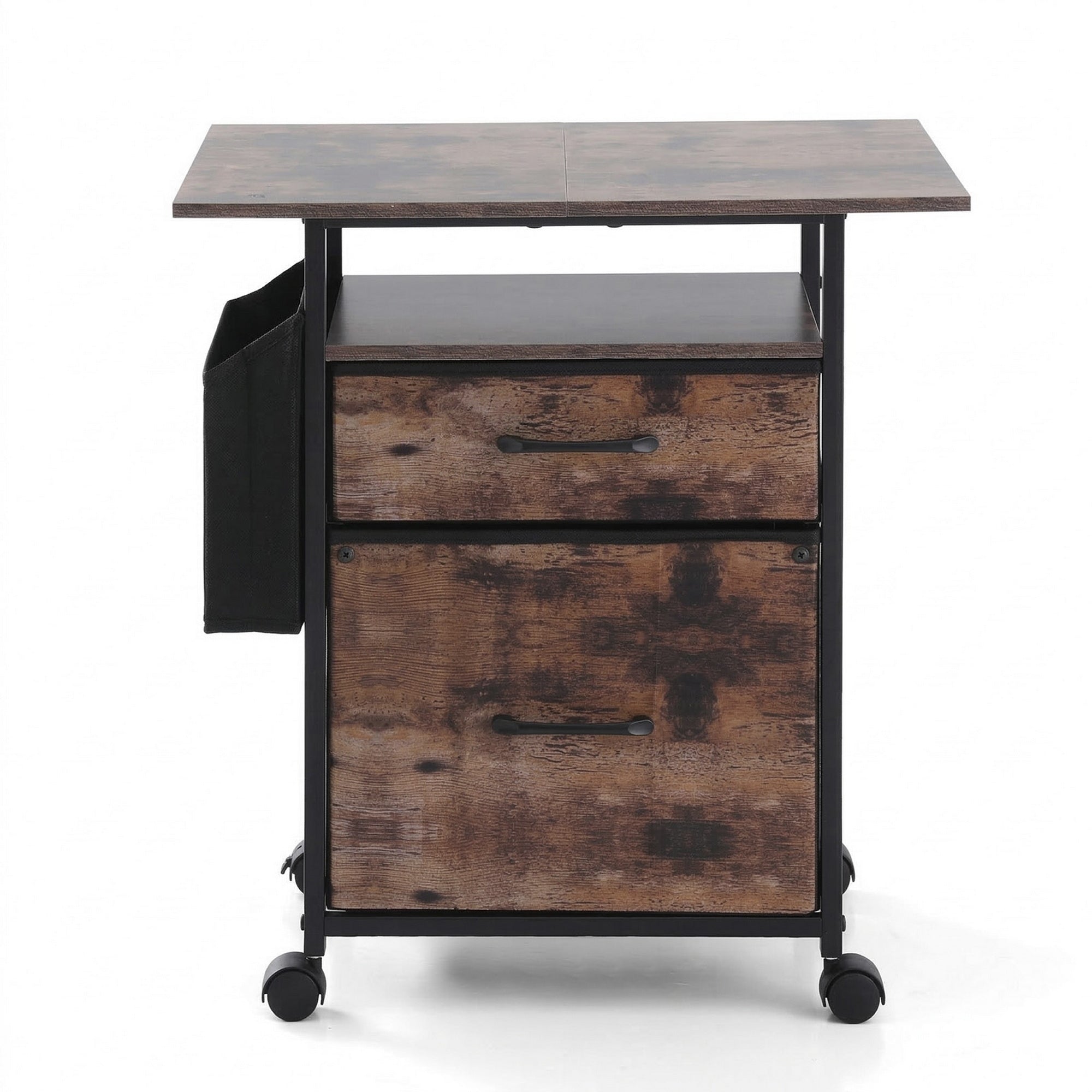 Filing Cabinet with 2 Fabric Drawers Printer Stand 60cm Desk