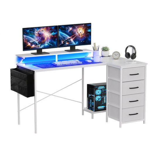 140cm L Shaped Gaming Desk LED Lights