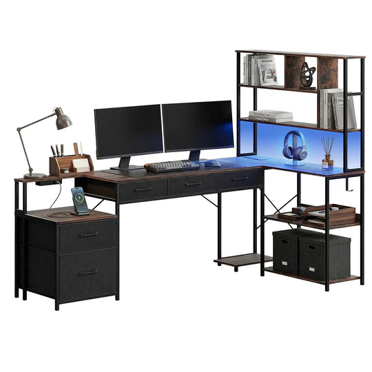 200cm L Shaped Gaming Desk LED Lights
