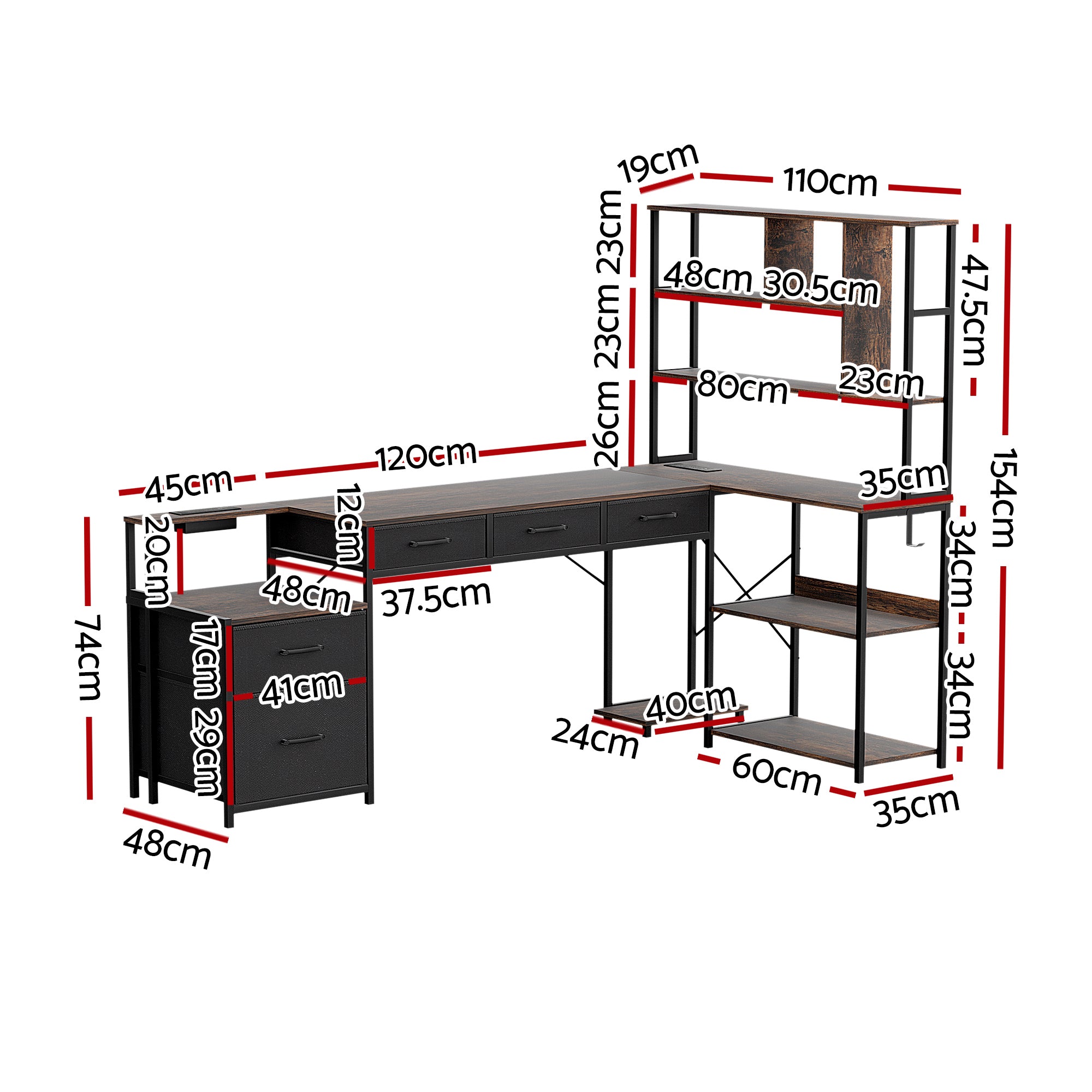 Artiss 200cm L Shaped Gaming Desk LED Lights | Simpledeals