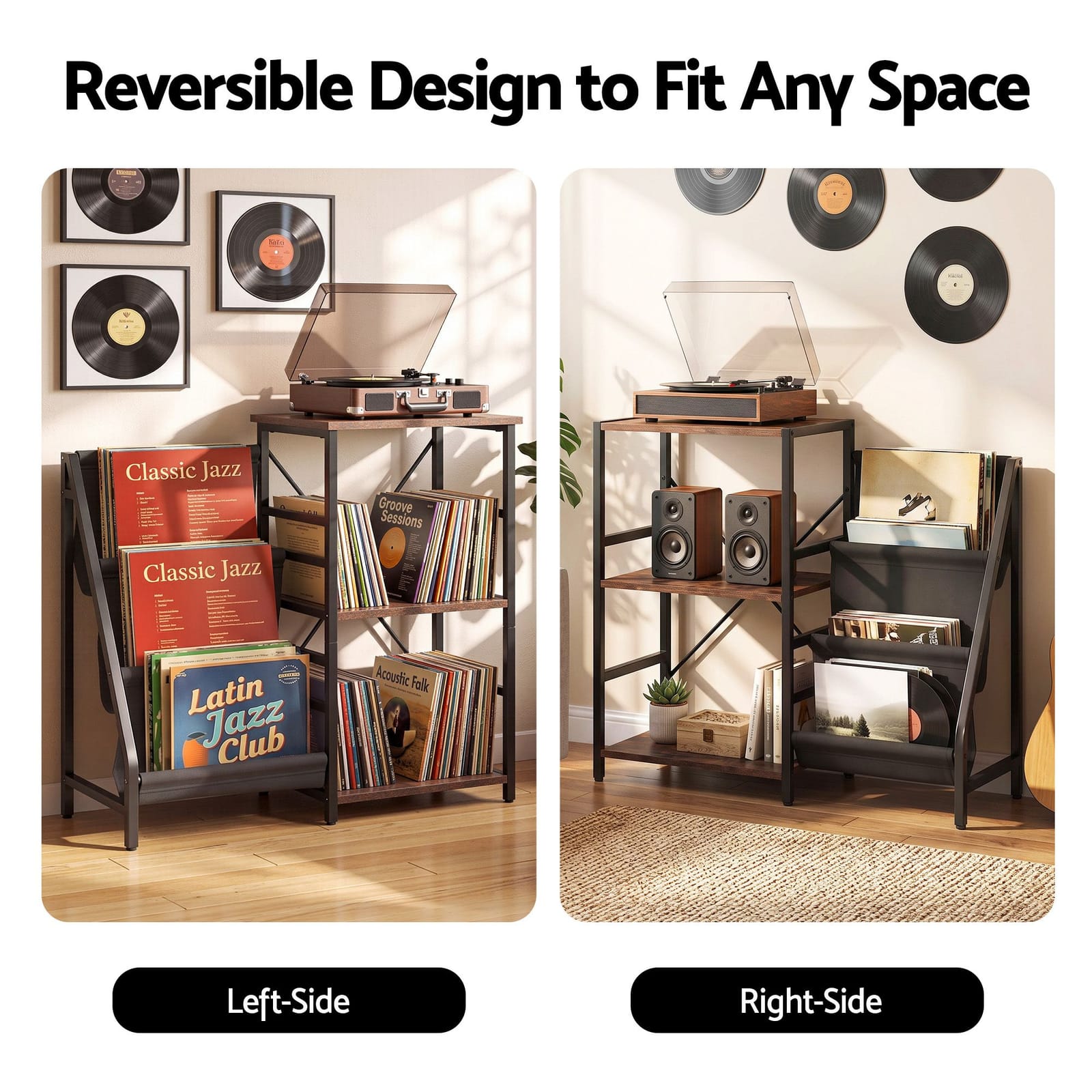 Record Player Stand With Storage 90x34x76cm