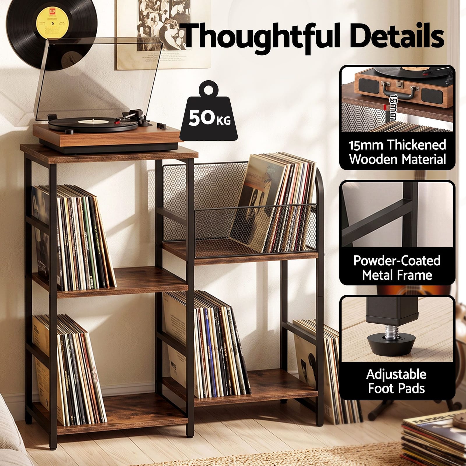 Record Player Stand With Storage 76x30x77cm