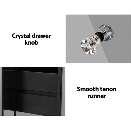 Bedside Table 3 Drawers Mirrored Glass - QUENN Grey - Artiss Tables Crystal Chest