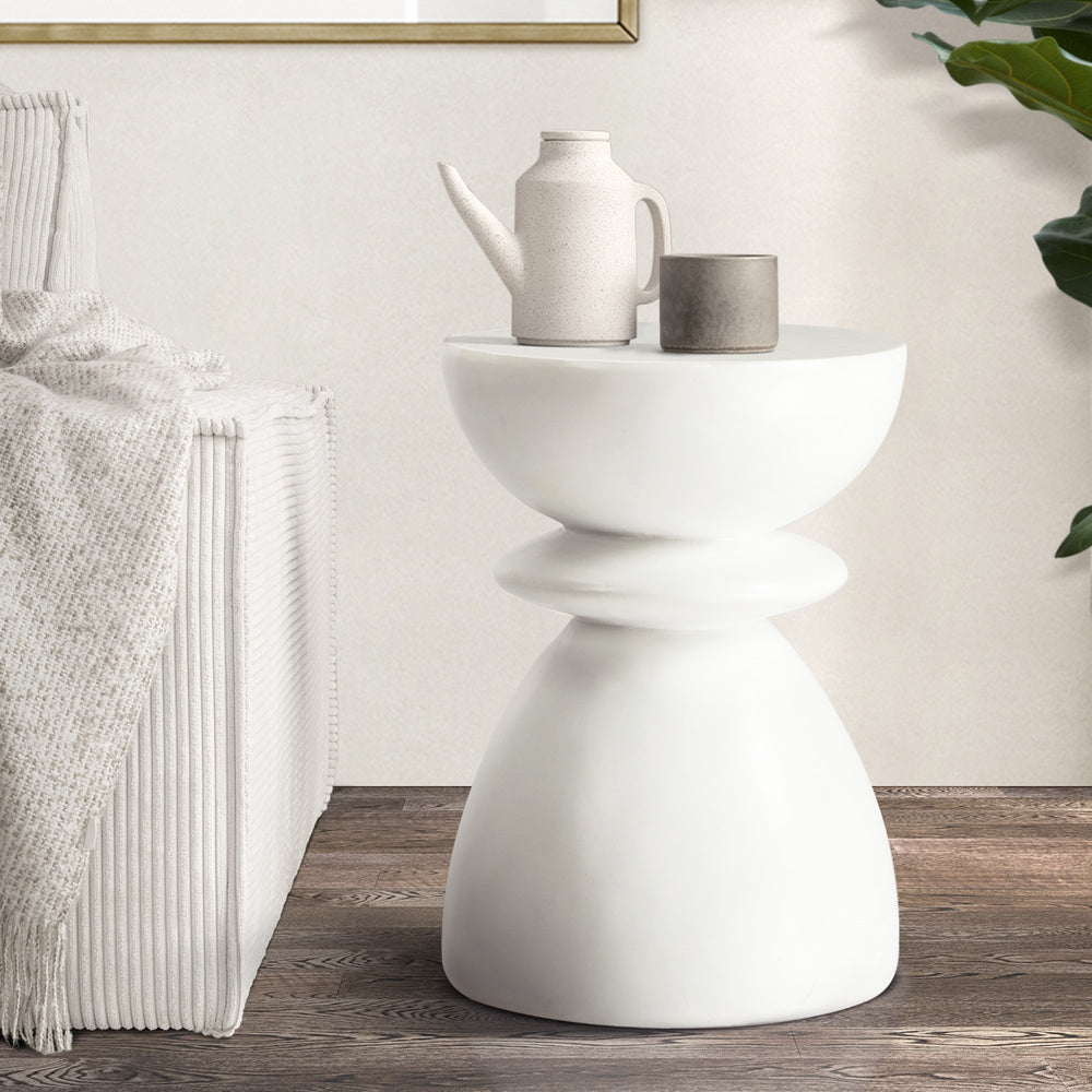 Side Table Round Coffee Stool Stone Stand Modern Decor Furniture