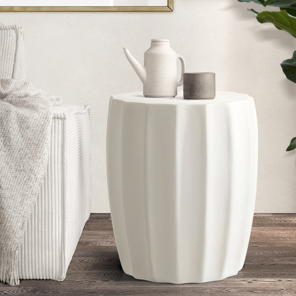 Side Table Terrazzo Concrete White/Natural/Black