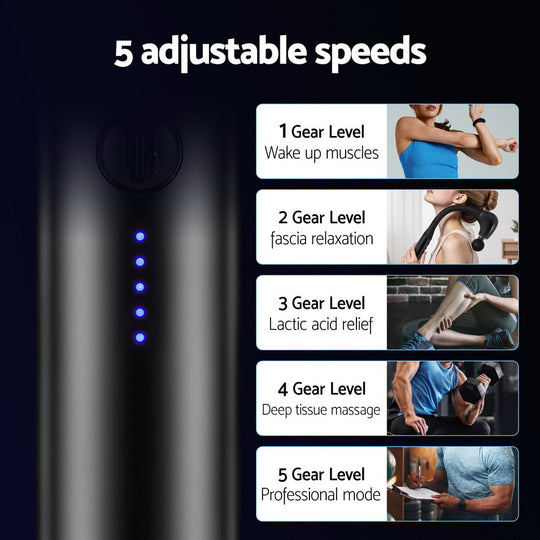 Massage Gun U-shaped Extended Handle Percussion Massager 4 Heads