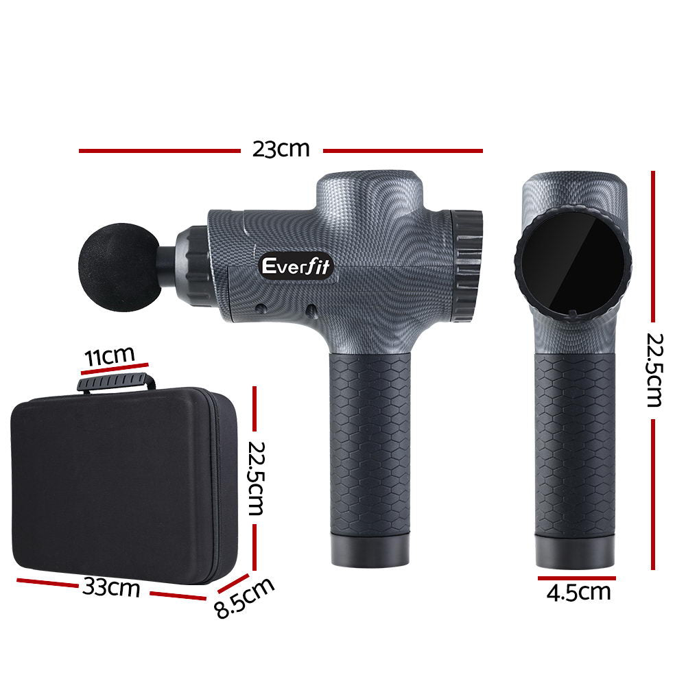 Massage Gun 30 Speed 6 Heads Vibration Muscle Massager Chargeable Grey