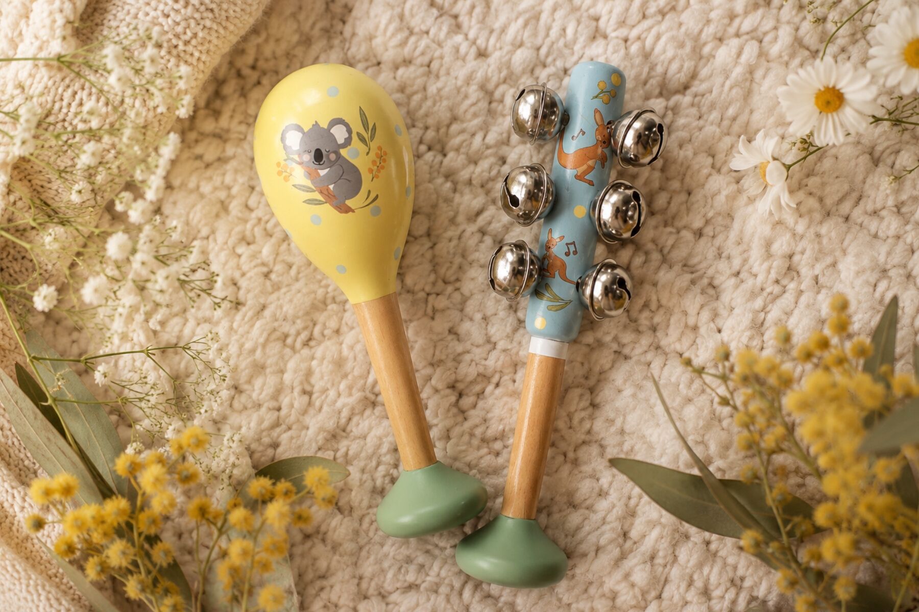 Musical Toy Maraca Set Yellow 5.5x5.5x18cm