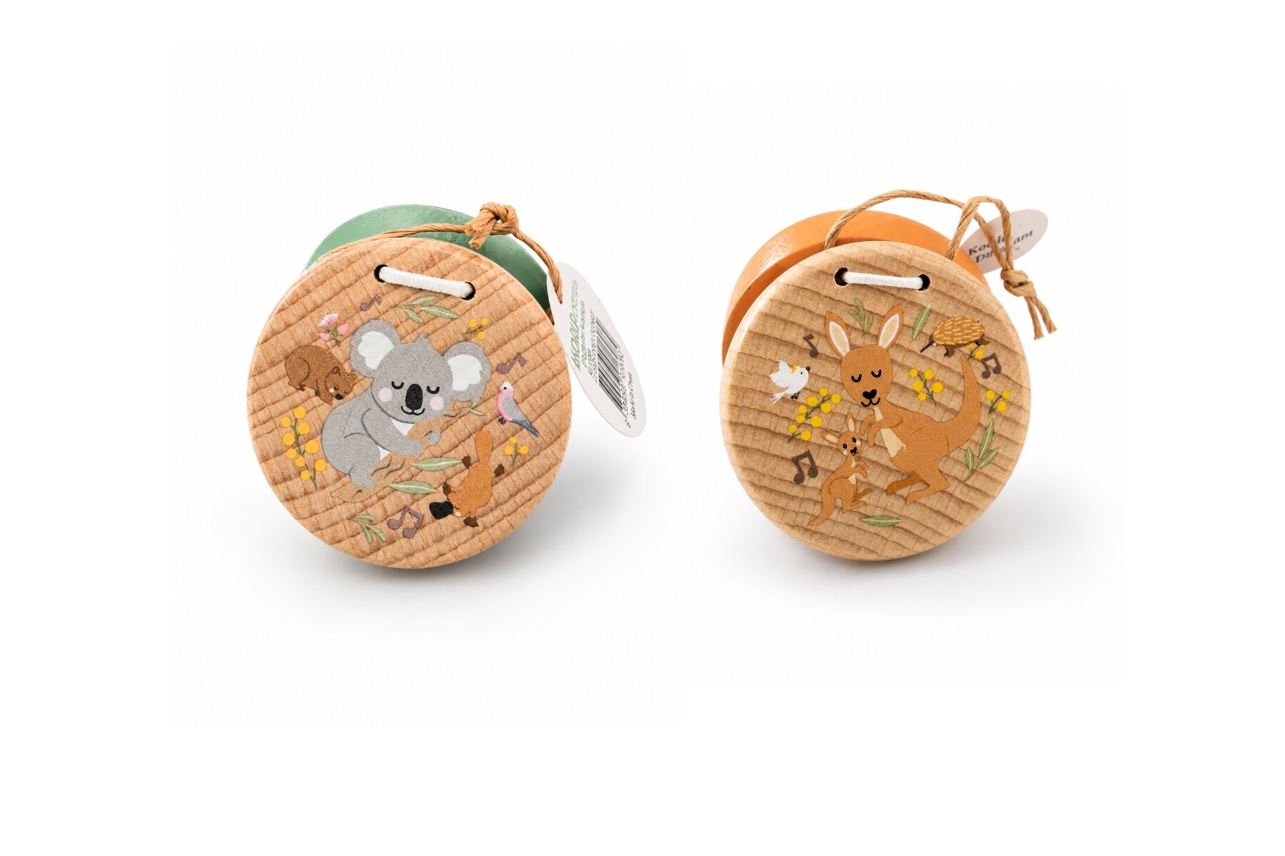 Wooden Castanets Set Green 5.3x5.3x2.3cm