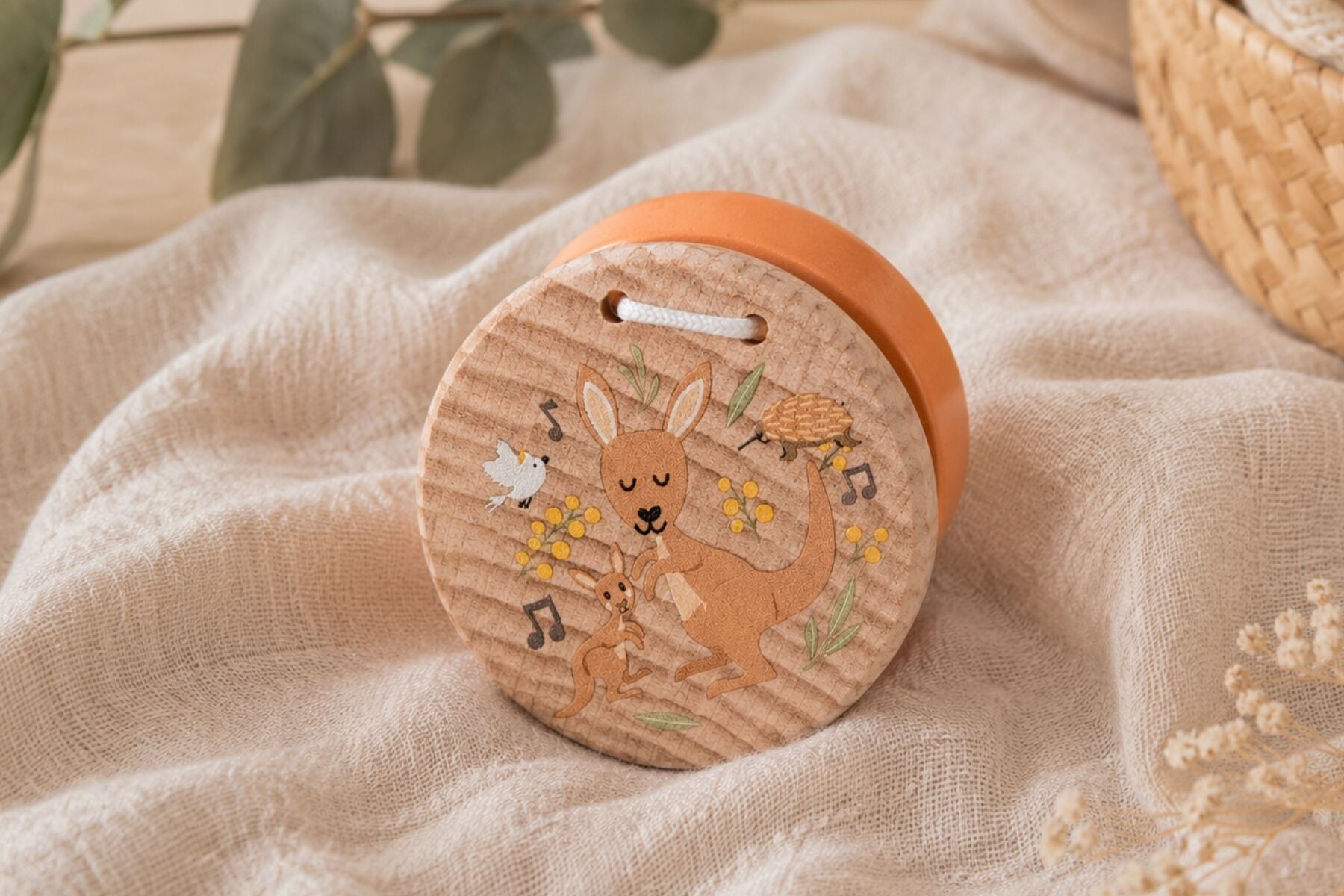 Wooden Castanets Set Green 5.3x5.3x2.3cm