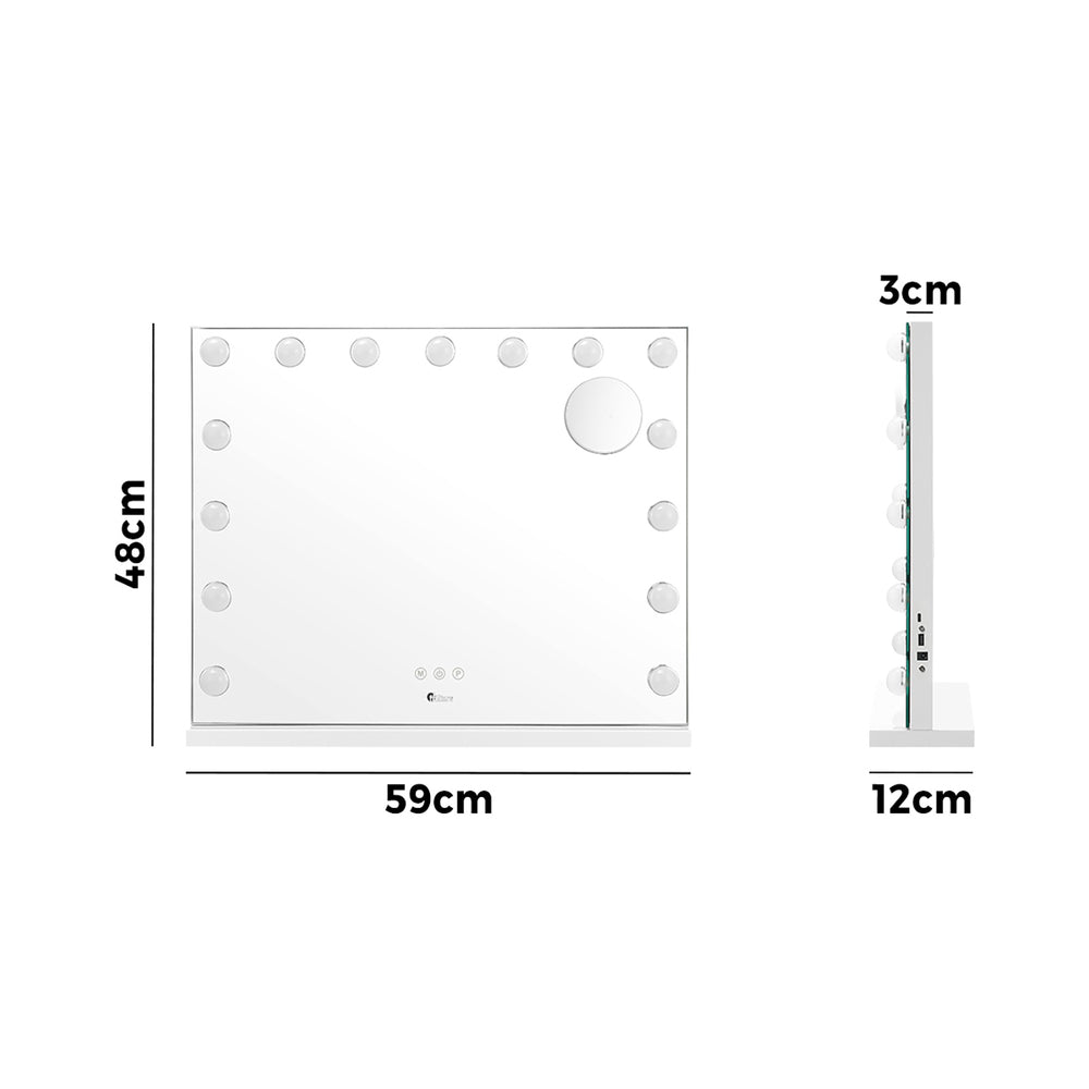 Hollywood Makeup Mirrors Magnifying LED Light Standing Wall Mounted 58x46cm
