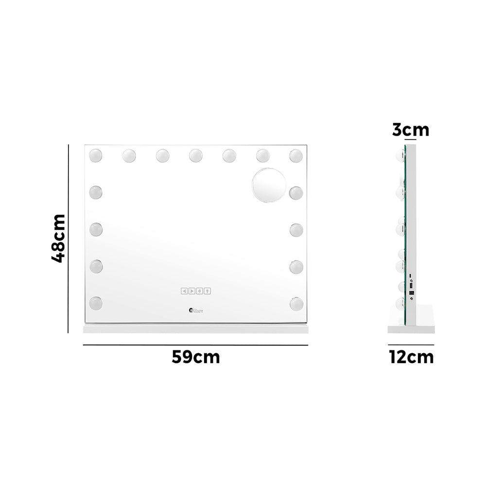 Bluetooth Hollywood Makeup Mirrors with LED Light 58x46cm Vanity Mirror